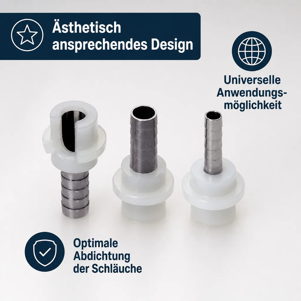 Schlauchtülle, Tülle Gerade für Bier oder CO2 Schlauch mit Angespritzter Dichtung, 4mm
