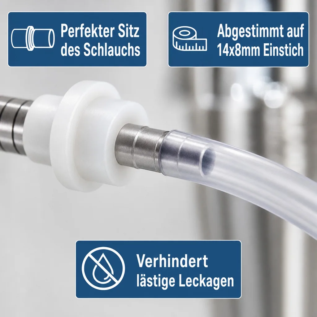 Schlauchtülle, Tülle Gerade für Bier oder CO2 Schlauch mit Angespritzter Dichtung, 4mm