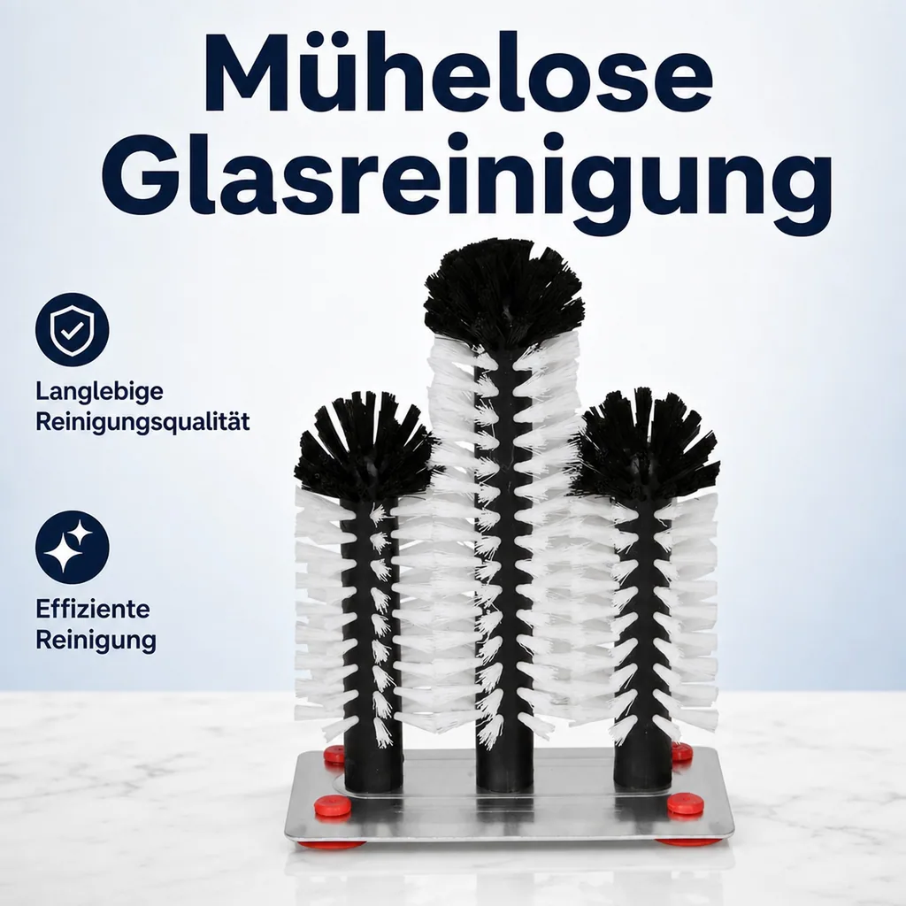 Gläserspülbürste, Gläserspülgerät mit Metallboden, 2 x 18 cm u. 1 x 25 cm