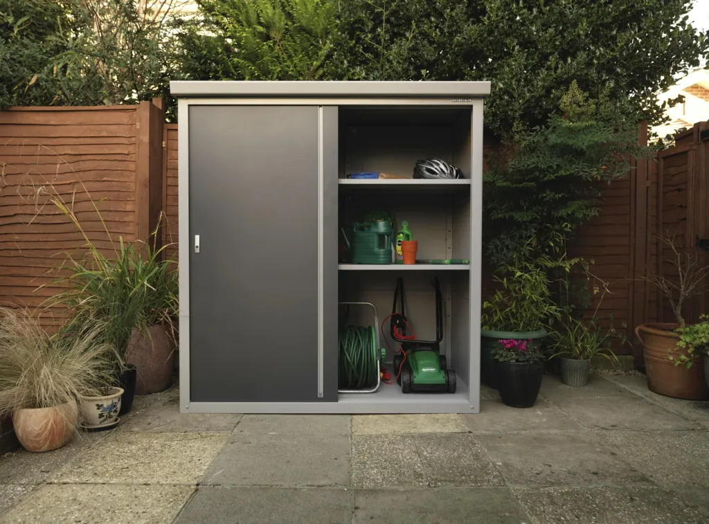 Trimetals Geräteschrank Guardian D63 176×98×187 cm Anthrazit – Aluzink-Stahl, 2 Schiebetüren
