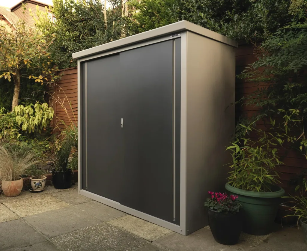 Trimetals Geräteschrank Guardian D63 176×98×187 cm Anthrazit – Aluzink-Stahl, 2 Schiebetüren