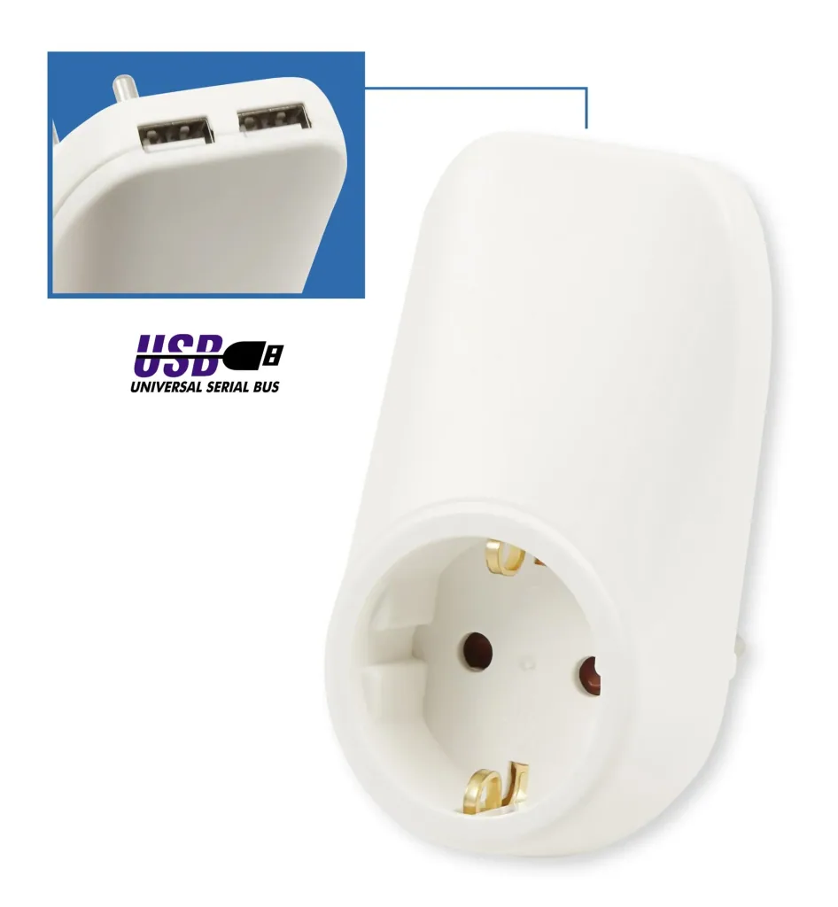 Steckdosen-Zwischenstecker 2x USB 2,1A