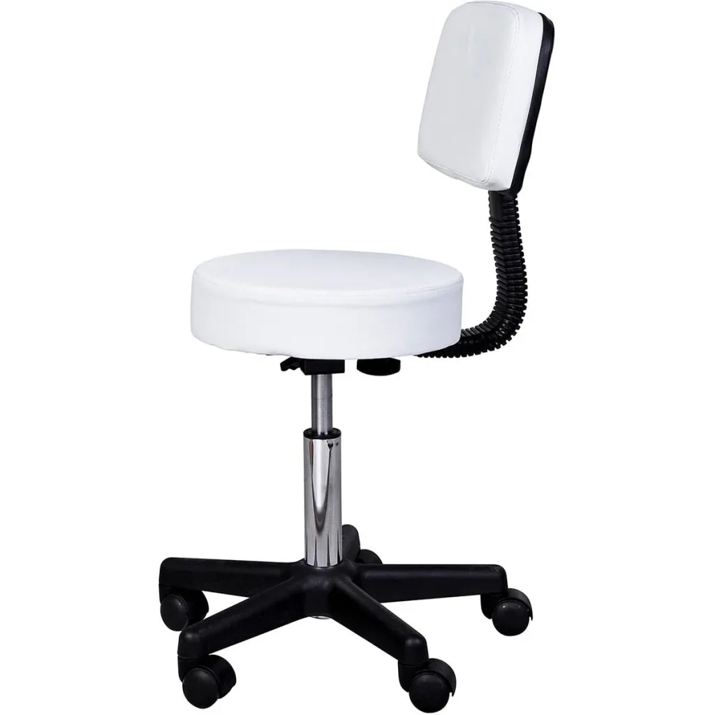 Rollhocker mit Lehne weiß