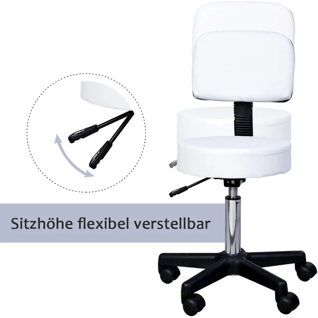 Rollhocker mit Lehne weiß