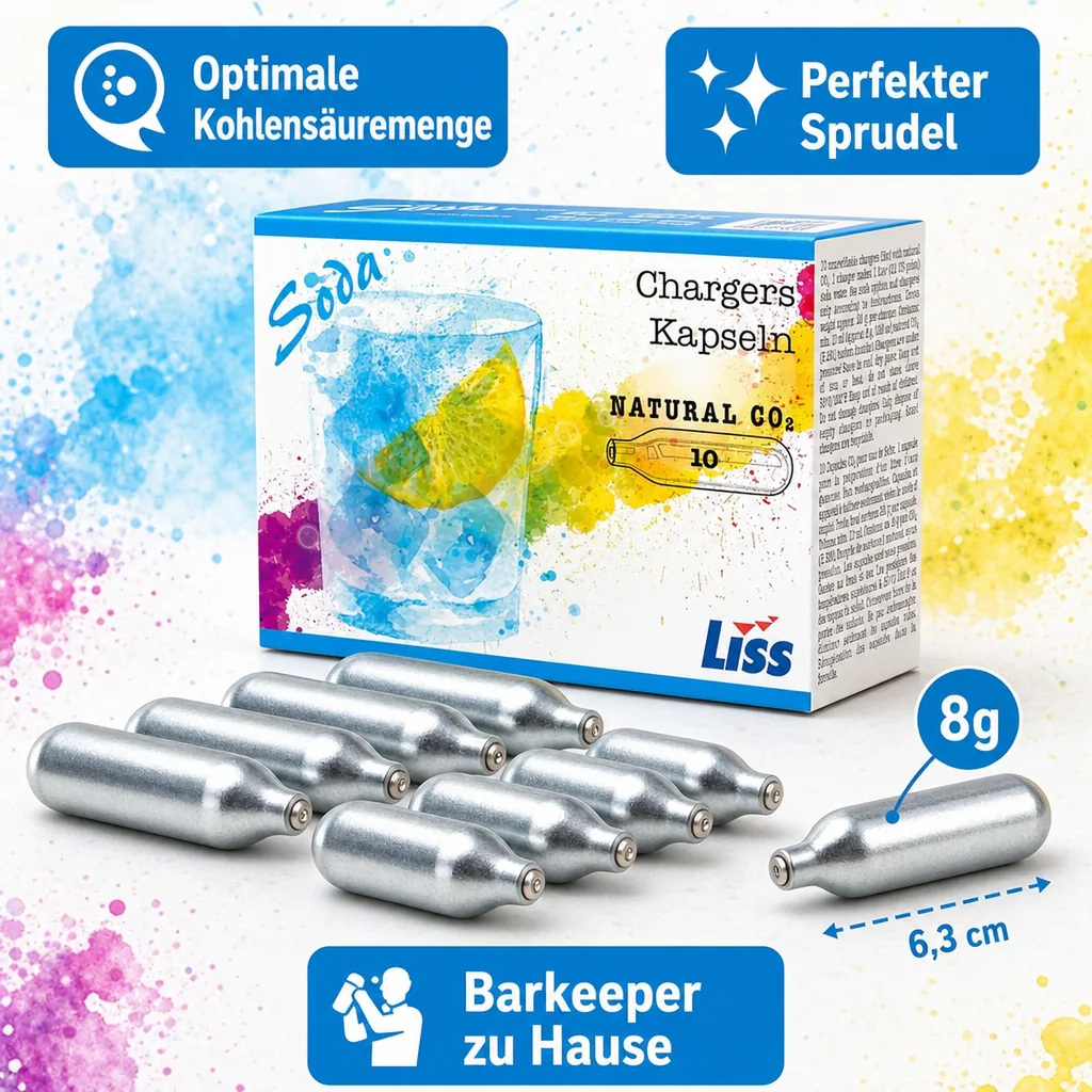 CO2 Kapseln, Kohlensäurekapseln CO2, 8g, 10er Pack