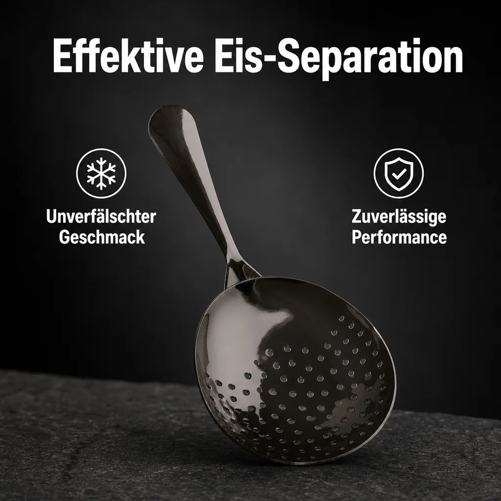 Julep Sieb, Julip Strainer - Edelstahl 304 - Gunmetal Black - Ergonomisches Barsieb