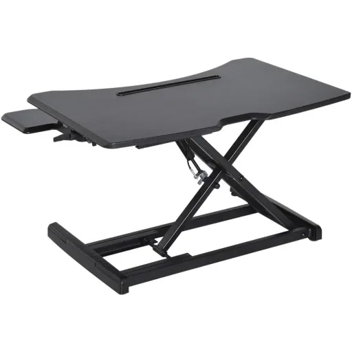 Höhenverstellbar Sitz-Steh-Schreibtisch Stehschreibtisch Schwarz L76 x B68 x H(12,5-42) cm