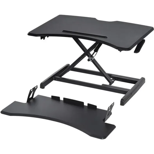 Höhenverstellbar Sitz-Steh-Schreibtisch Stehschreibtisch Schwarz L76 x B68 x H(12,5-42) cm