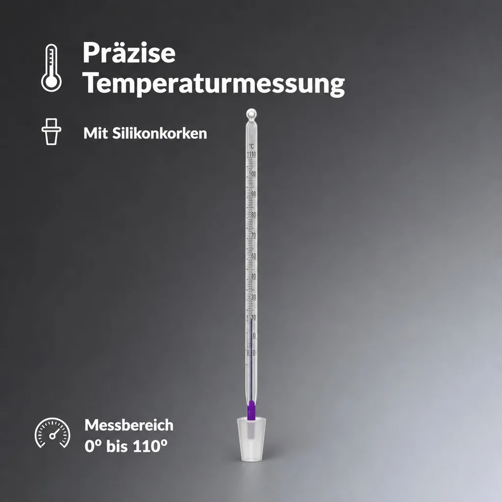 Thermometer mit Silikonkorken: Präzise Temperaturmessung für Alkohol, Öle & Hydrolate