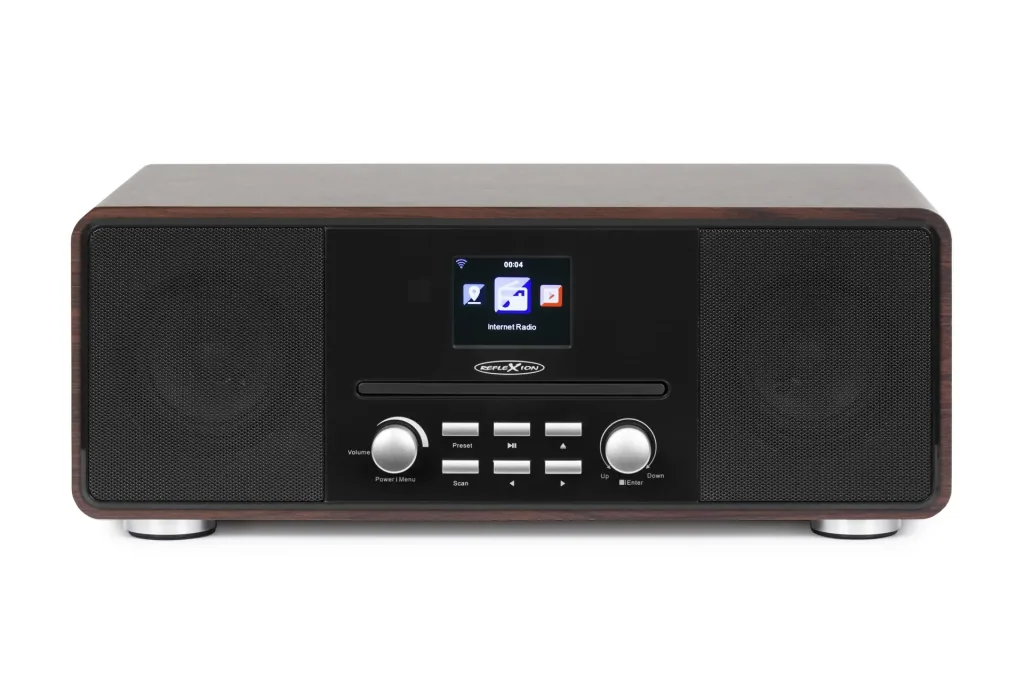 Design Internet/DAB+/UKW-Radio mit Bluetooth, CD, AuxIn, Encoding, holzfarben, HRA19INT/WD