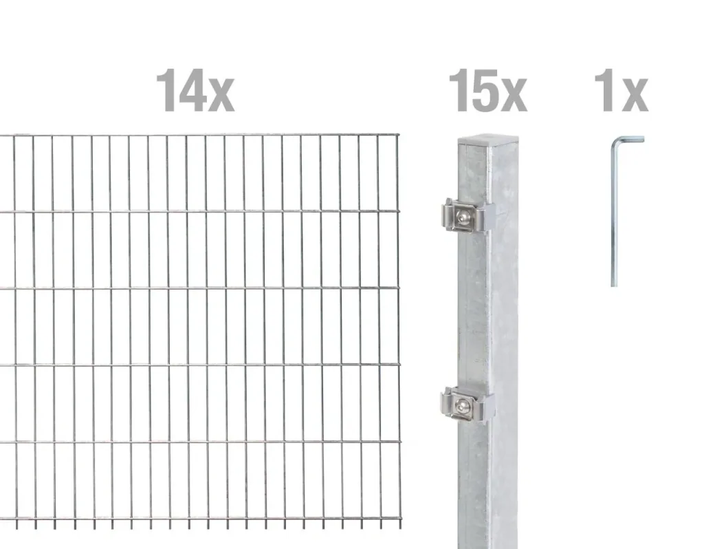 Doppelstabmattenzaun Komplettset, feuerverzinkt, Höhe 100 cm, Länge 28 m
