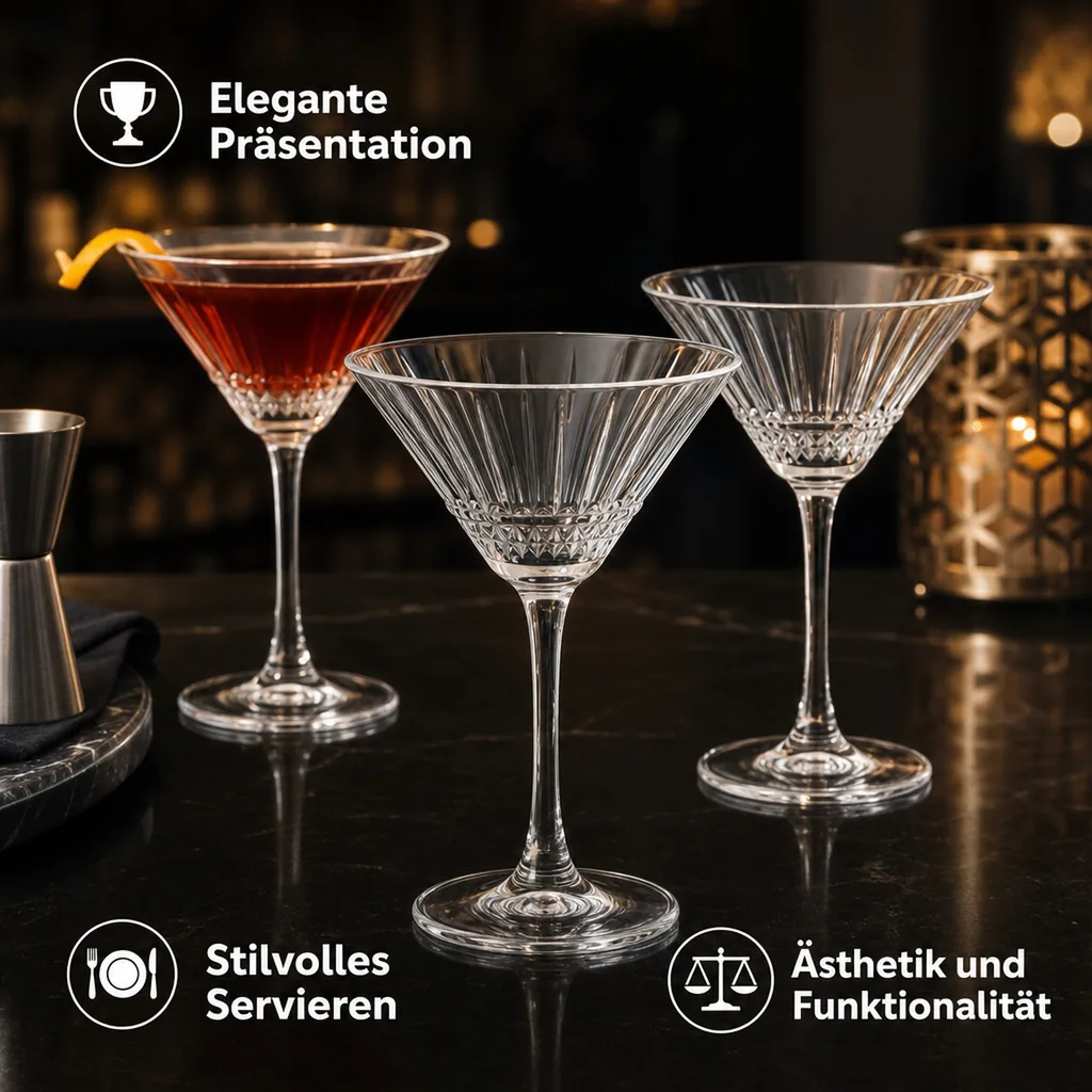 Cocktailgläser, Trinkgläser 6er-Set - Elysia, 220 ml - elegantes Design, spülmaschinenfest, ideal für Cocktails