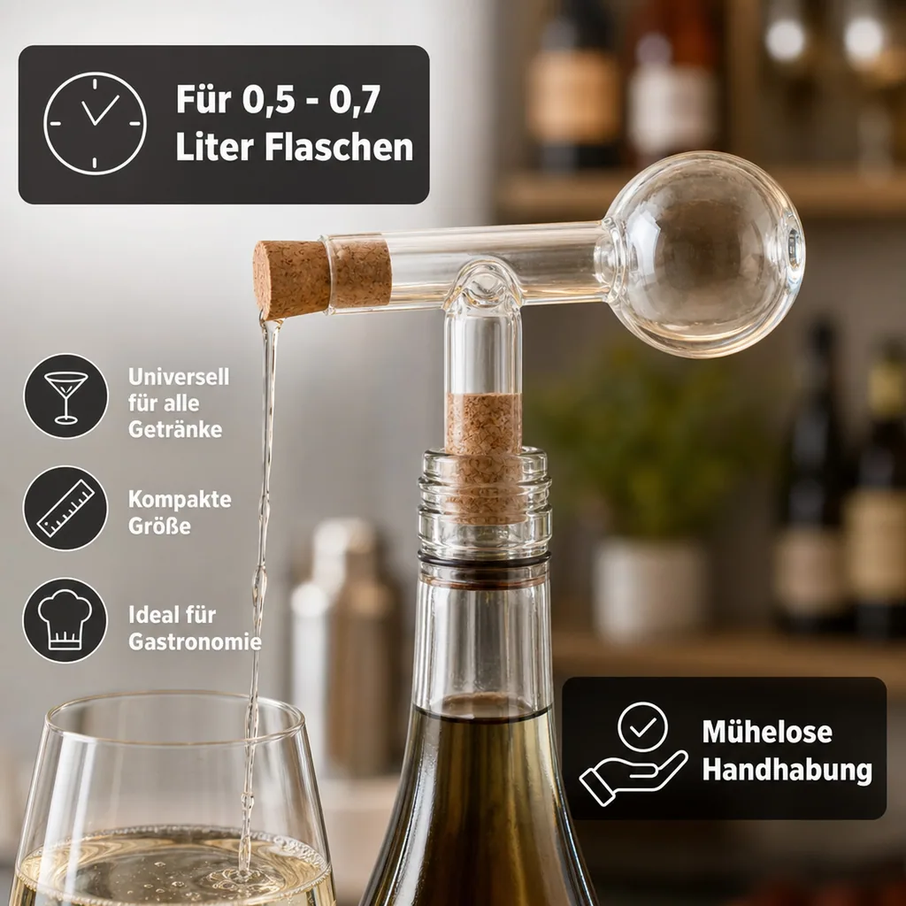 Glas-Portionierer, Glasdosierer - LOOK, 2,0 cl.(20 ml.) für 0,5 - 0,7 lt. Flaschen