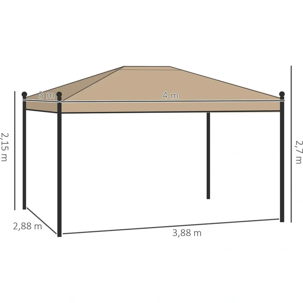 Pavillon mit Seitenwänden und Moskitonetz, Beige, 4 x 3 m