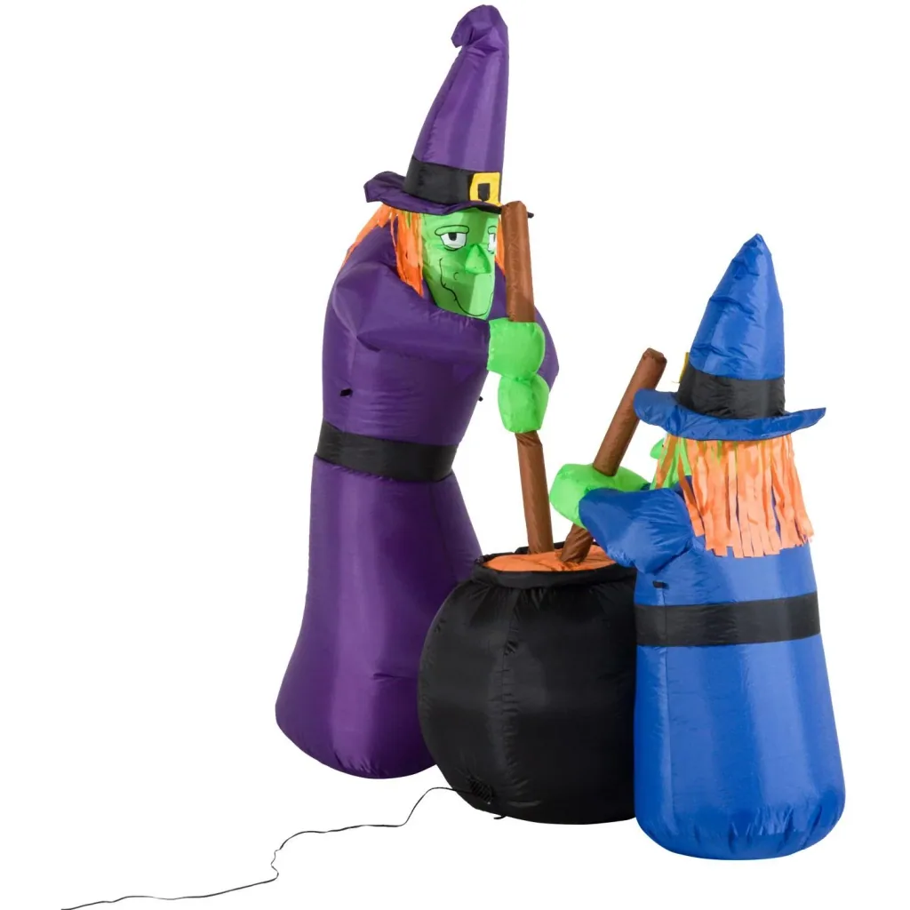 Aufblasbare Hexen Höhe: 1,8m Halloween Deko mit LED