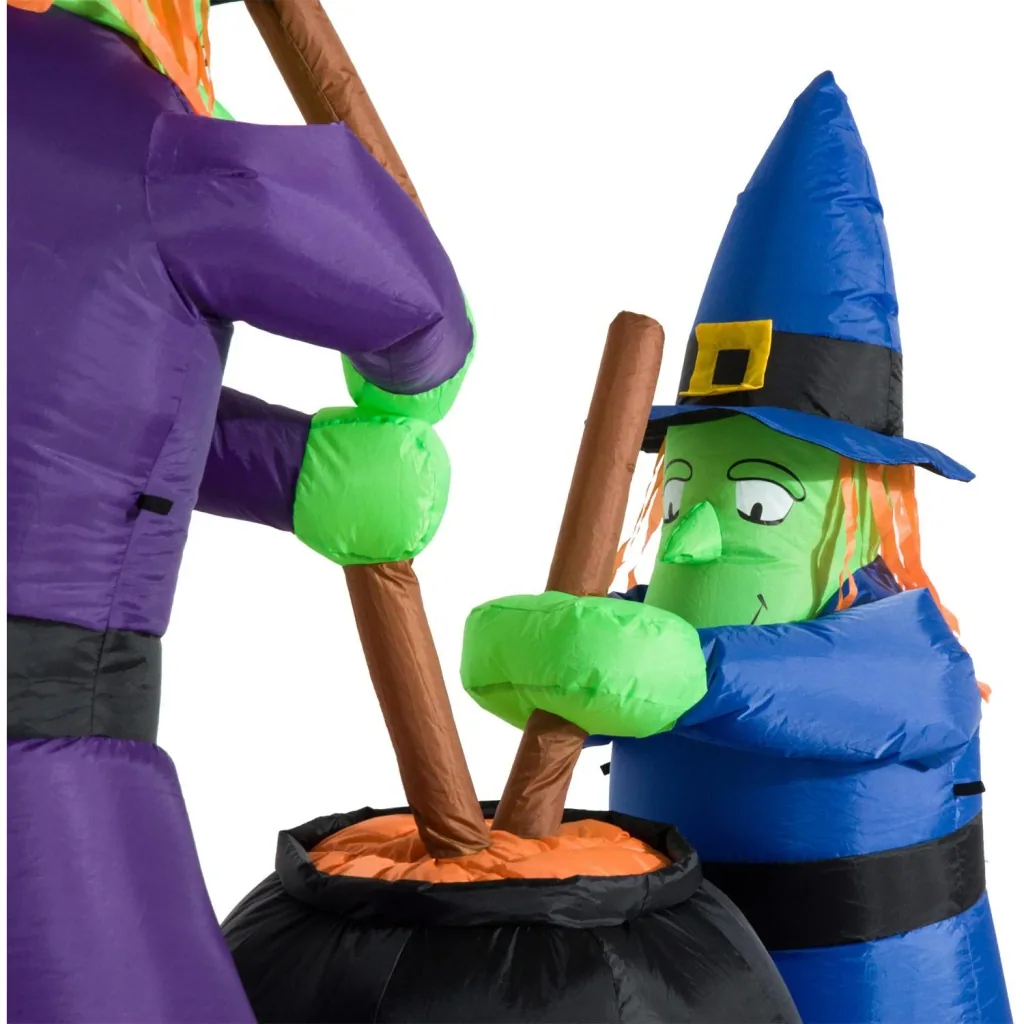 Aufblasbare Hexen Höhe: 1,8m Halloween Deko mit LED