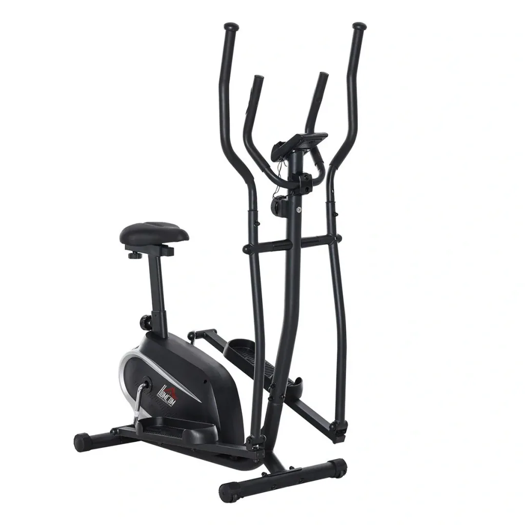 Crosstrainer Ellipsentrainer mit 8 Magnetwiderstandsstufen Heimtrainer mit LCD Monitor Stahl PVC ABS Schwarz 103 x 62 x