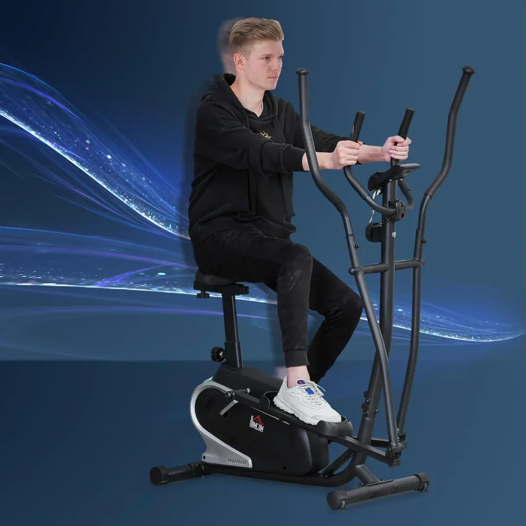 Crosstrainer Ellipsentrainer mit 8 Magnetwiderstandsstufen Heimtrainer mit LCD Monitor Stahl PVC ABS Schwarz 103 x 62 x