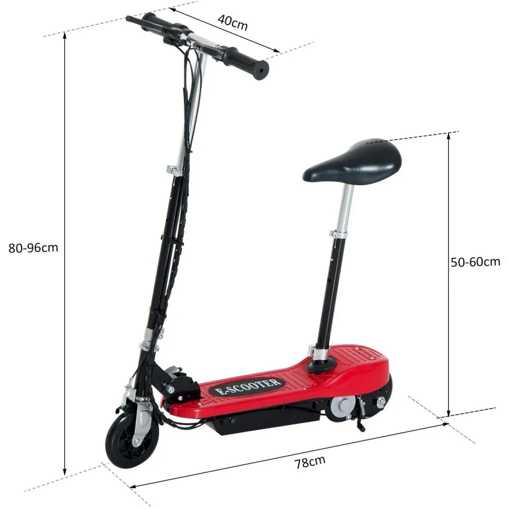 Elektroroller Kinderroller mit Sitz Cityroller 120W Rot