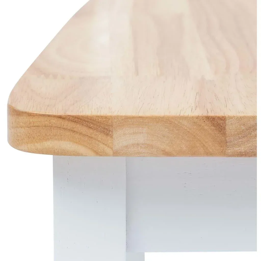 Esszimmerstühle 2pcs massives Gummibaumholz weiß und helle Holzfarbe