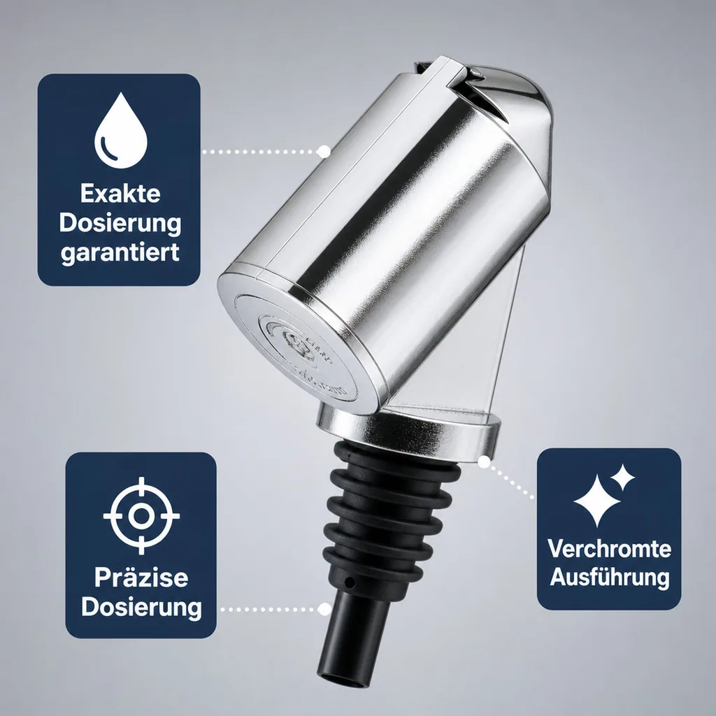 Flaschenportionierer, Ausgießer - Bottle Master 3000, für 0,5 - 1,5 L Flaschen, verchromt, Ausschankmenge: 40 ml