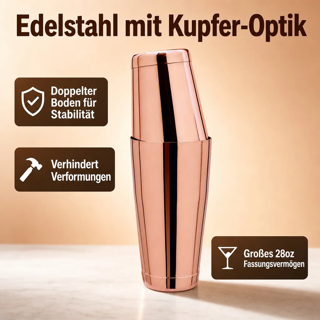 TIN in TIN Shaker, Edelstahl - Kupfer-Optik, 28oz/18oz
