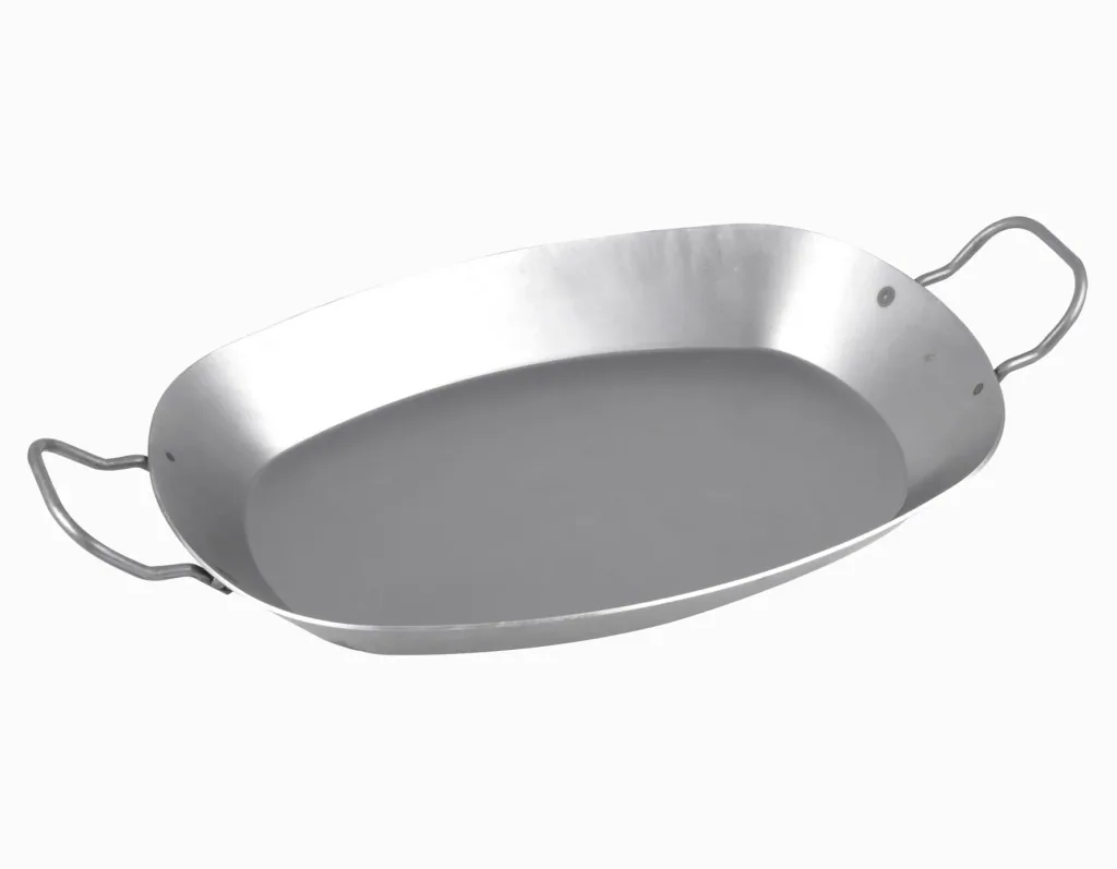 Eisen-Pfanne mit Griffen oval, 37,5 cm