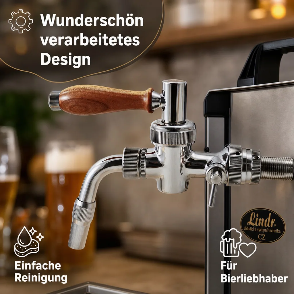 Kompensatorhahn, Zapfhahn Lindr Side Pull Nostalgie - Edelstahl