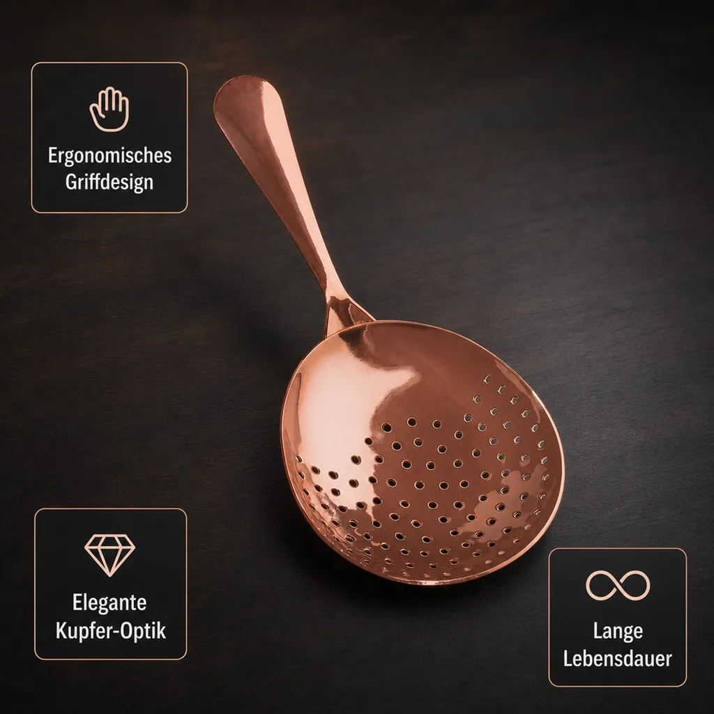 Julep Sieb, Julip Strainer - Edelstahl 304, Kupfer-Optik