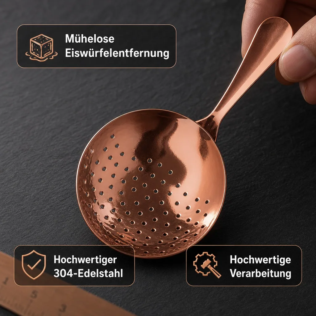 Julep Sieb, Julip Strainer - Edelstahl 304, Kupfer-Optik
