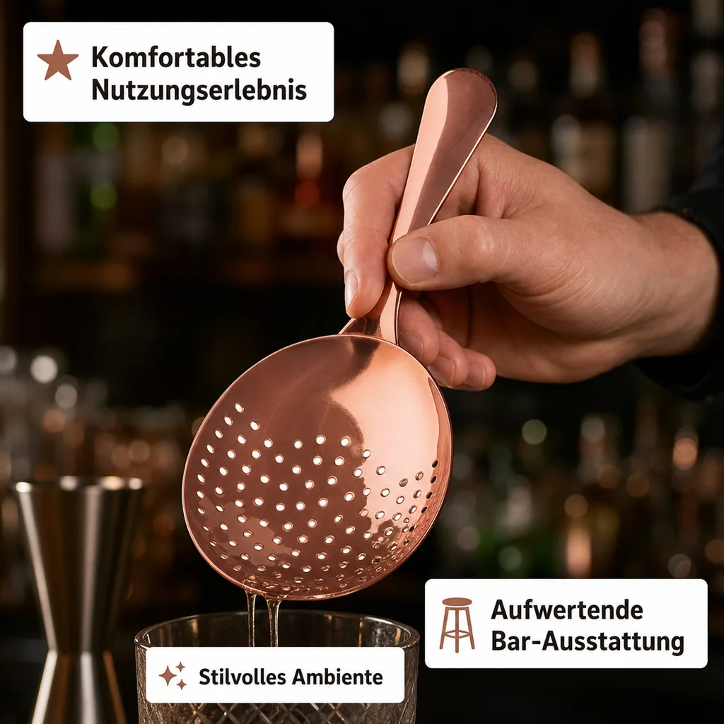 Julep Sieb, Julip Strainer - Edelstahl 304, Kupfer-Optik