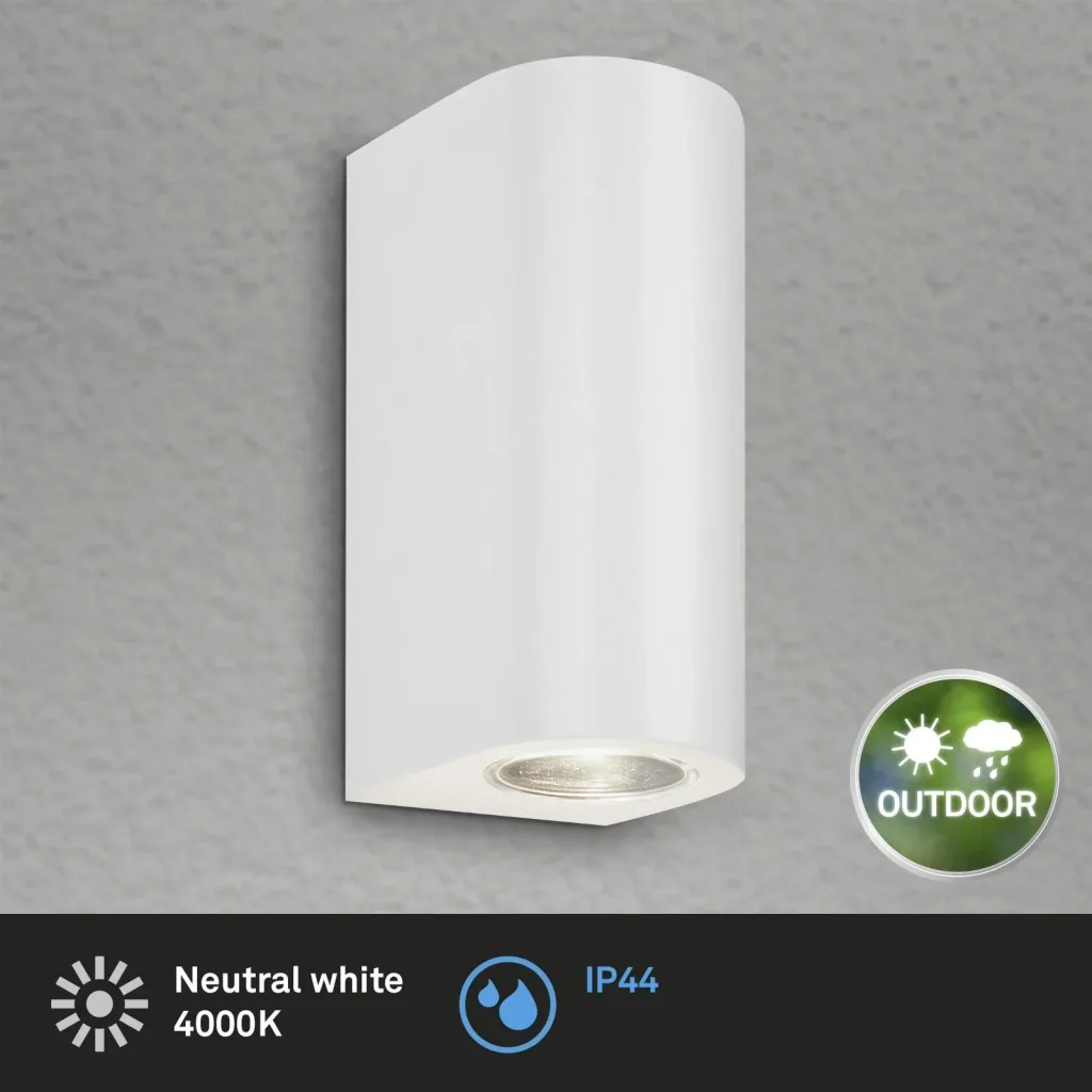 LED Außenleuchte, 2-flammig, IP44, Metall-Kunststoff / weiß, GU 10 Fassung, inklusive 2 x LED, 4,7 Watt, 400 lm, 4.000 K