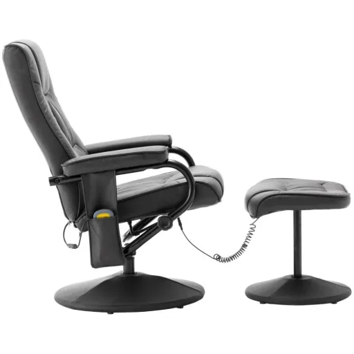Massagesessel mit Fußhocker Kunstleder grau