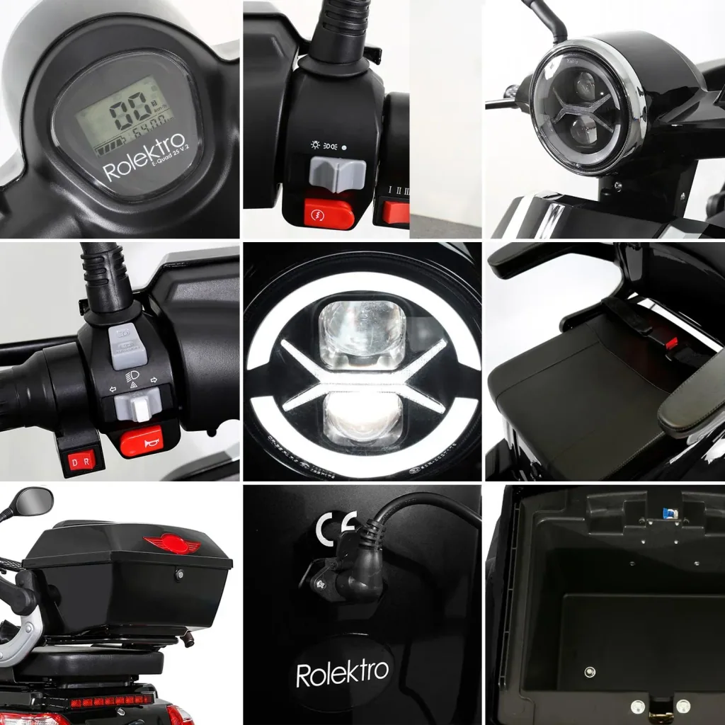 E-Quad 25 V. 2 Schwarz - 1.000 Watt + Straßenverkehrszulassung