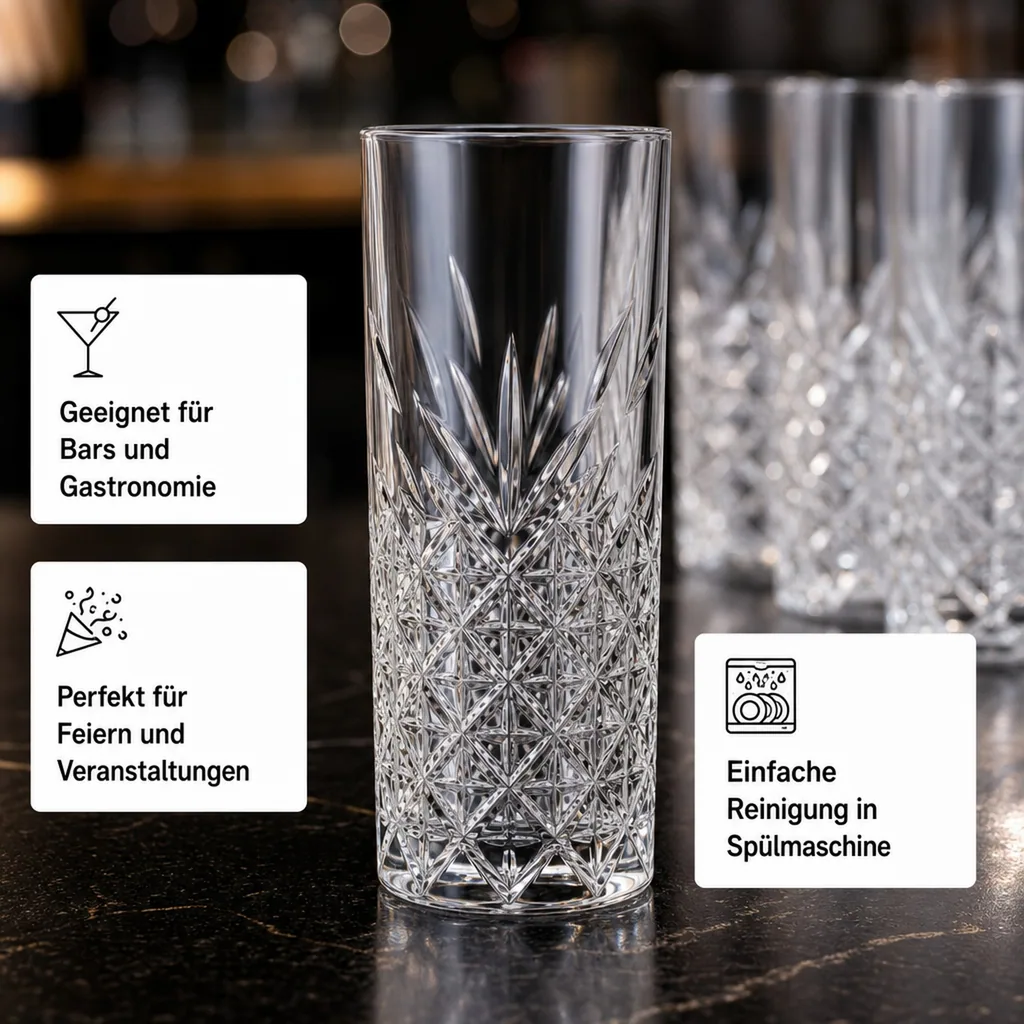 Longdrinkgläser, Trinkgläse - 12er-Set - Timeless, 295 ml