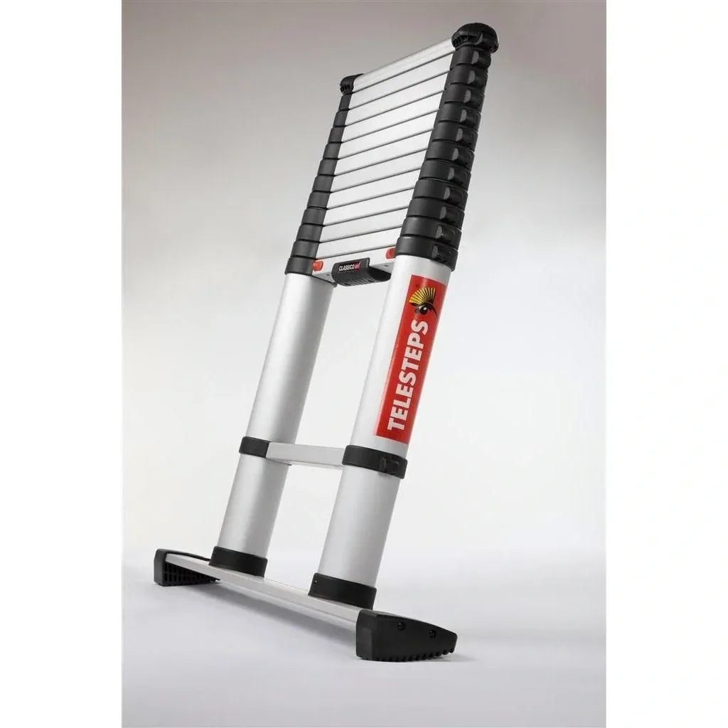 Teleskopleiter mit Stabilisator - 4,6m Arbeitshöhe - max 150 kg MET Tragetasche