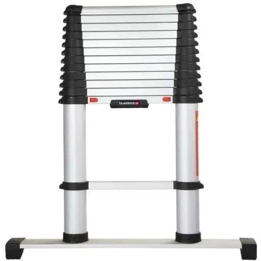 Teleskopleiter mit Stabilisator - 4,6m Arbeitshöhe - max 150 kg MET Tragetasche