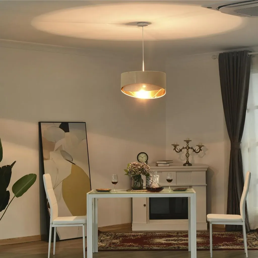 Deckenleuchte Kronleuchter Deckenlampe mit zwei abgeschrägte Lampenschirme für Büro, Wohnzimmer, Esszimmer, Stahl, Leine