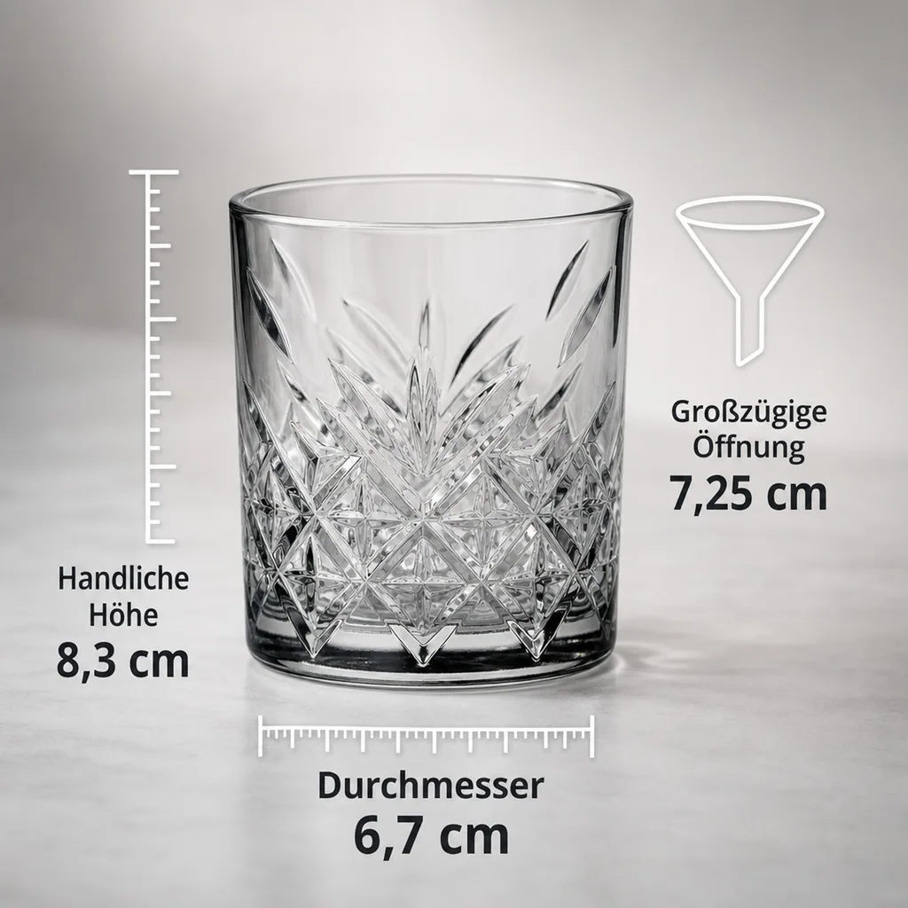 Whiskygläser, Whiskybecher - Timeless, 12er-Set, Stilvolle Gläser für Whisky & mehr, 205ml