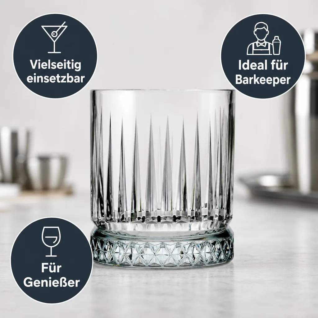 Whiskygläser, Whiskybecher - Elysia, 12er-Set, Stilvolle Gläser für Whisky & mehr, 355 ml