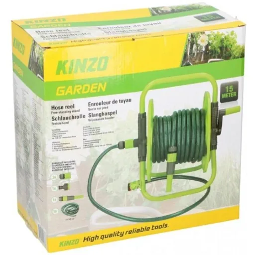 Kinzo Schlauchtrommel mit 15m Gartenschlauch und Zubehör