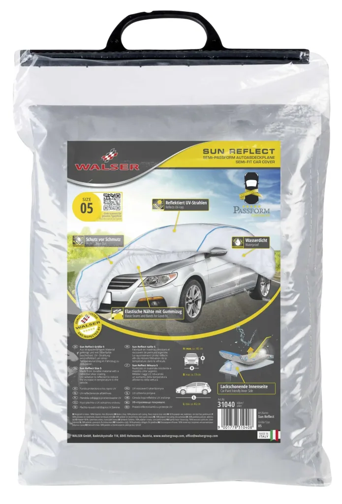 Autoabdeckplane Sun Reflect - Größe 5 - 452x176x145cm - 112g/m² - PES beschichtet
