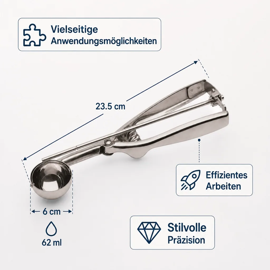 Eisportionierer, Eislöffel, Eiskugelformer - Chrom Nickel Stahl, Durchmesser 6cm