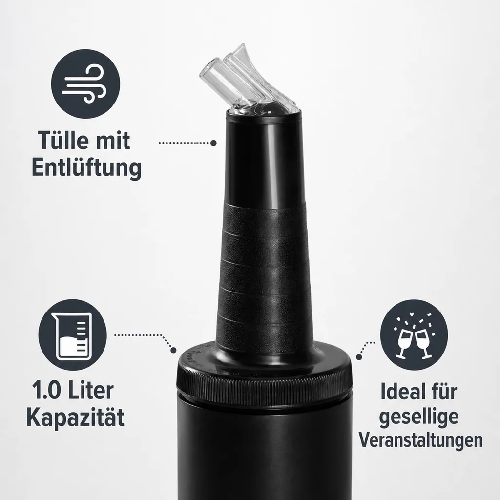 B-P-M Komplett-Set: Deckel + Flaschenhals mit integriertem Dichtring und Tülle mit Entlüftung