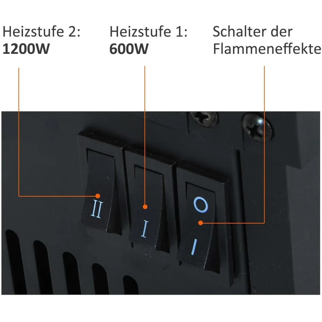 Elektrokamin Standkamin 1200 Watt Kompakt Schwarz
