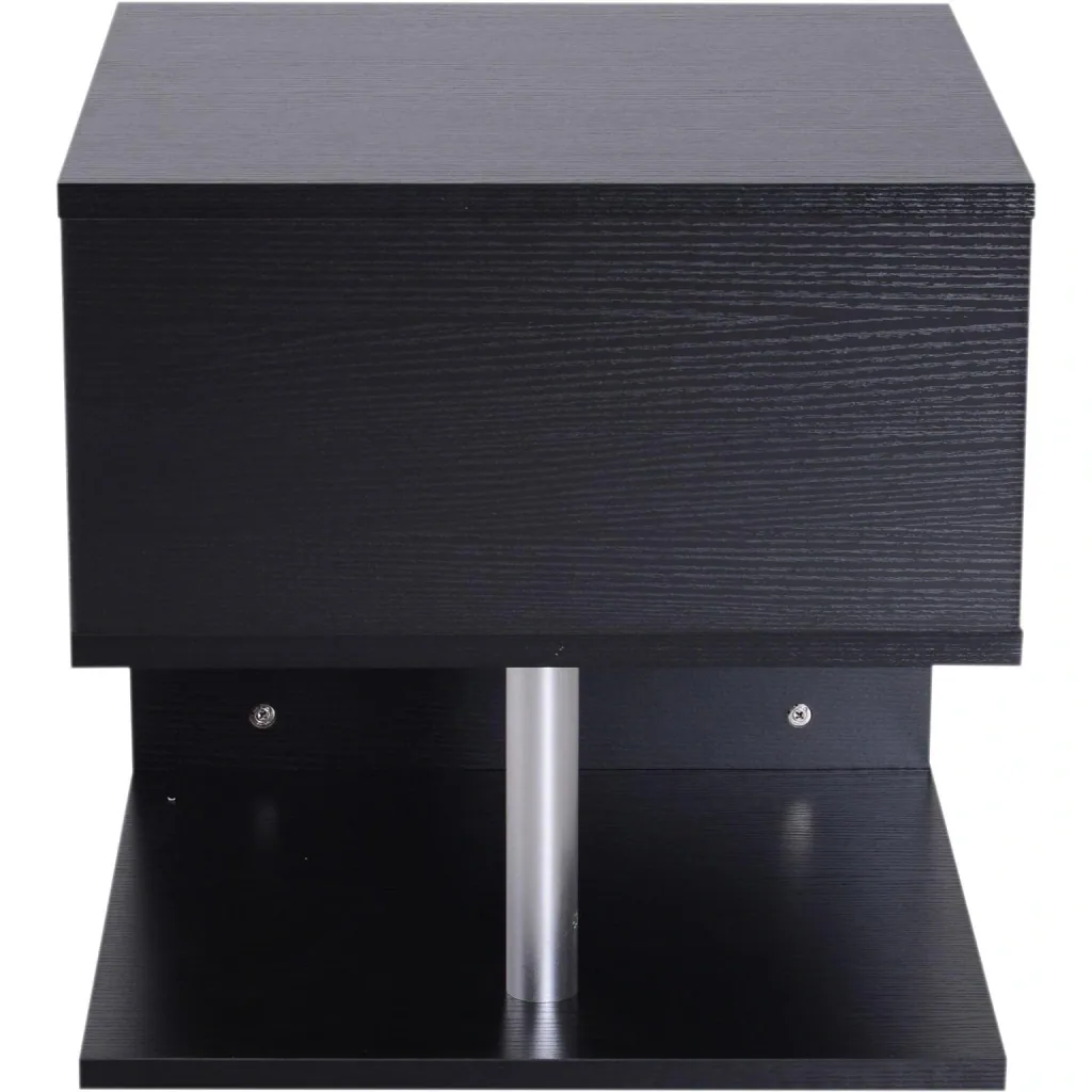 Beistelltisch Couchtisch Sofatisch 3 x Fach Spanplatte + Alulegierung Schwarz 48 x 48 x 48 cm