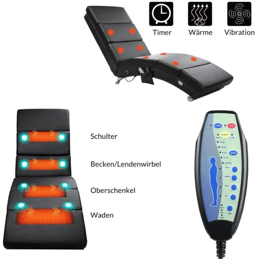 Relaxliege London schwarz mit Massage- und Heizfunktion