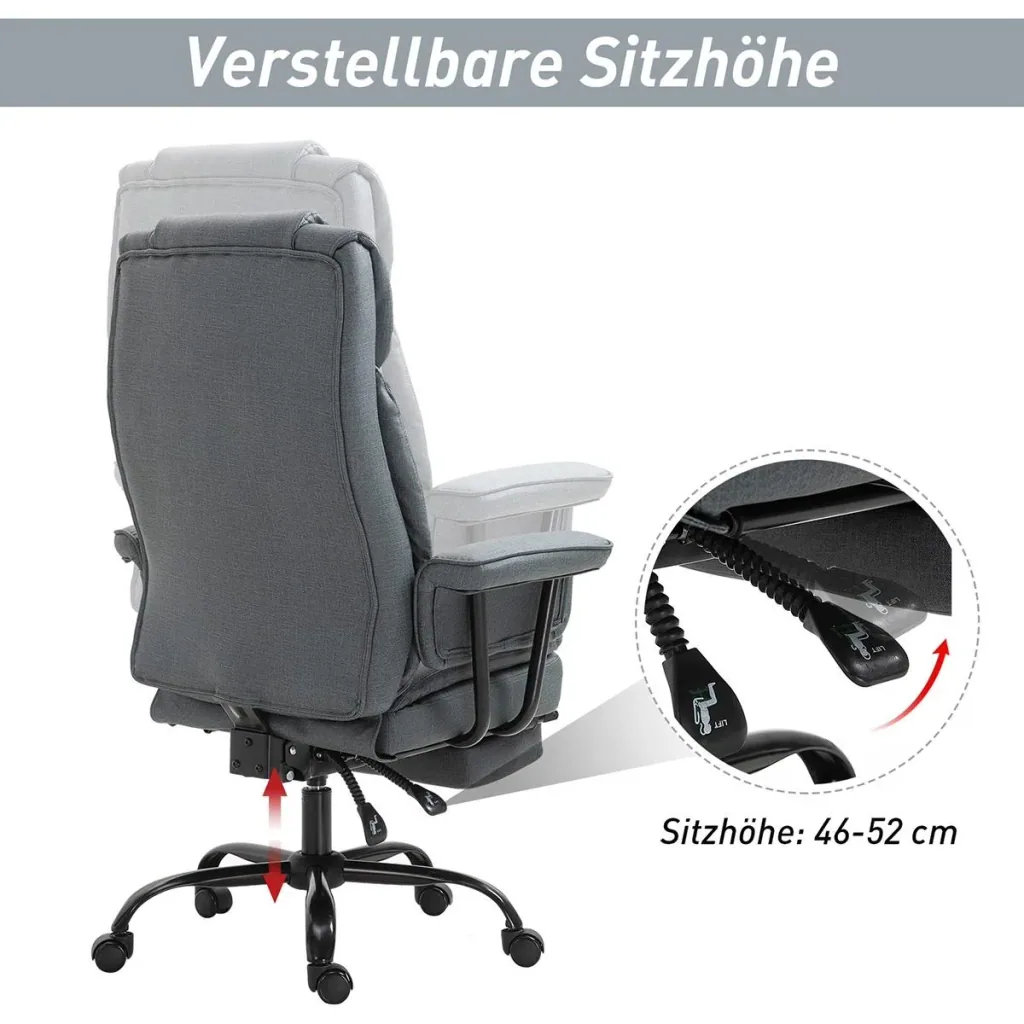 Bürostuhl mit Fußstütze grau