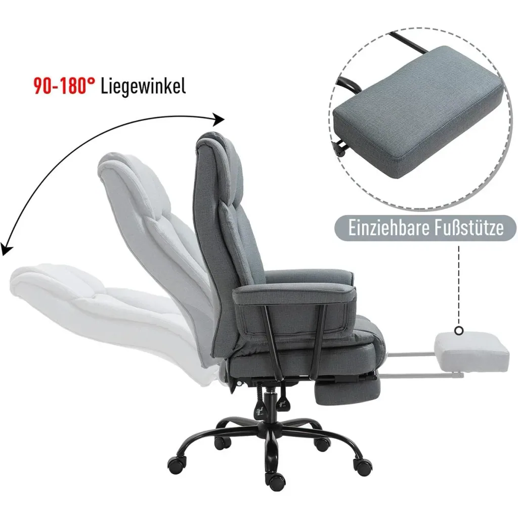 Bürostuhl mit Fußstütze grau