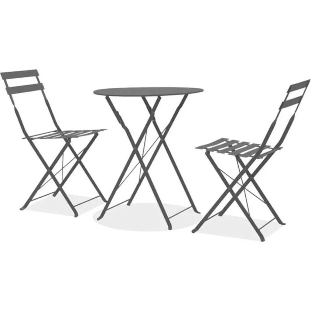 Pro Garden 3-teiliges Bistro-Set - Anthrazit - Stahl